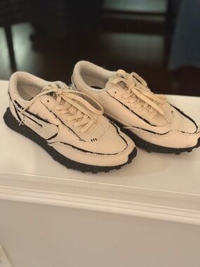 Diesel Cream Canvas Sneakers with Black Sole